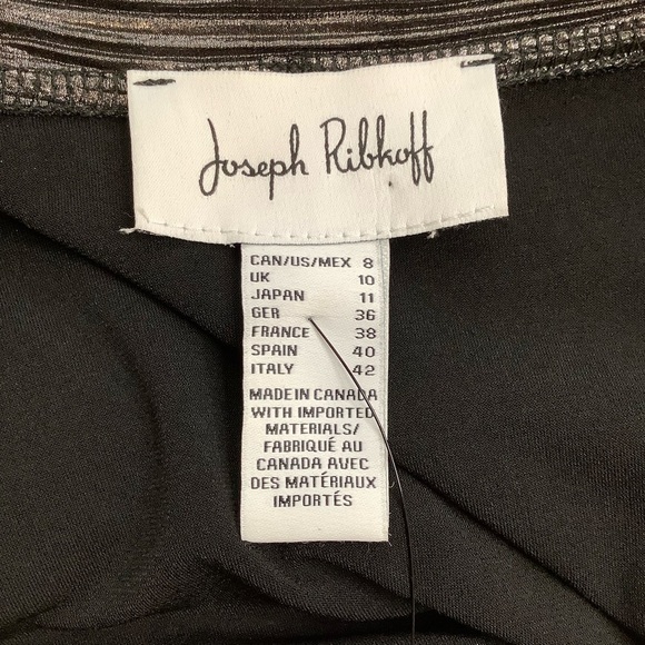 JOSEPH RIBKOFF Metallic Black & Silver Statement Sleeves Top Size 8 - Picture 6 of 13